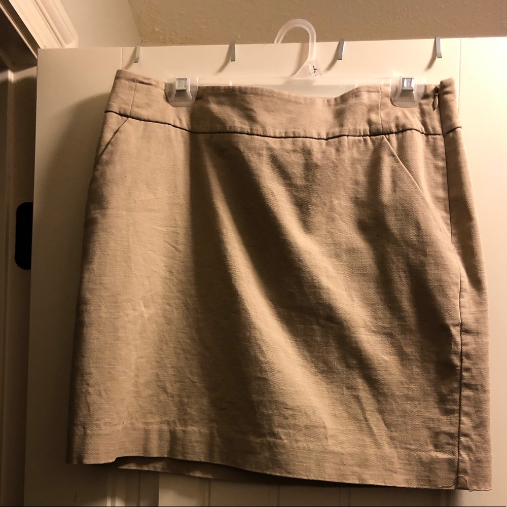 Mini linen khaki skirt